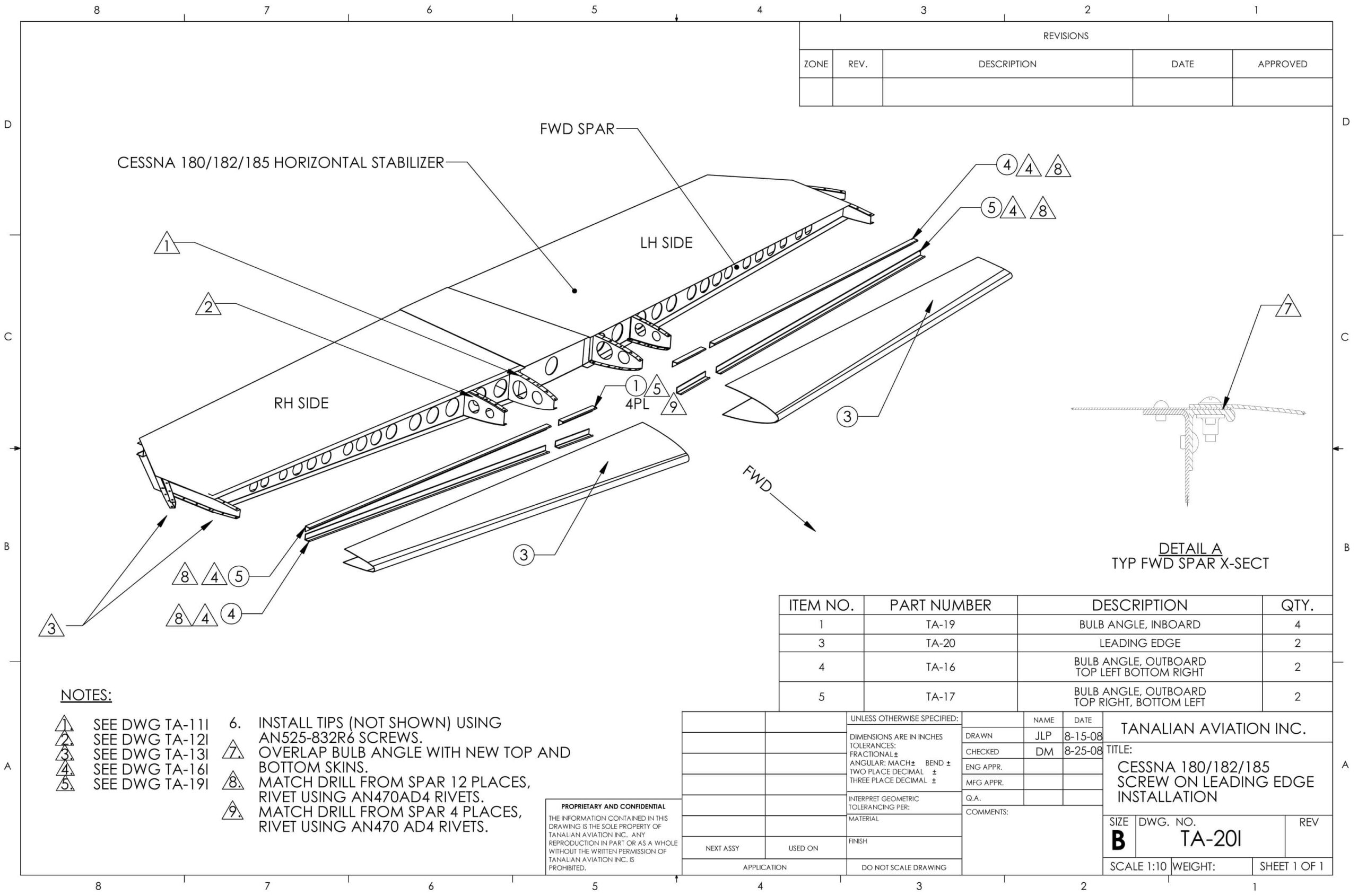 Cessna Leading edge kit in black and white sketch